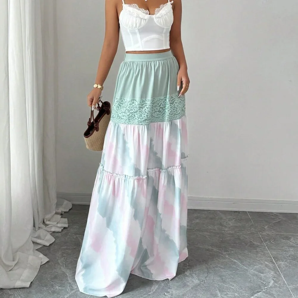 Multicolor Casual Women's Bohemian Holiday Skirt